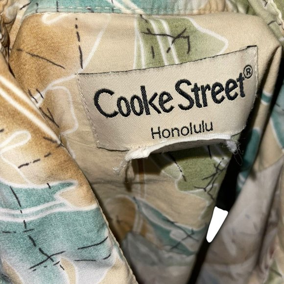 Cooke Street Vintage 1990's Tan Leaf Pineapple Hawaiian Button Front Shirt L - Picture 11 of 12